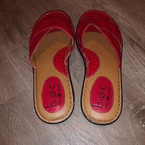 B.O.C. Born Concept Ladies Size 8 Red Leather Upper Wedge Sandals